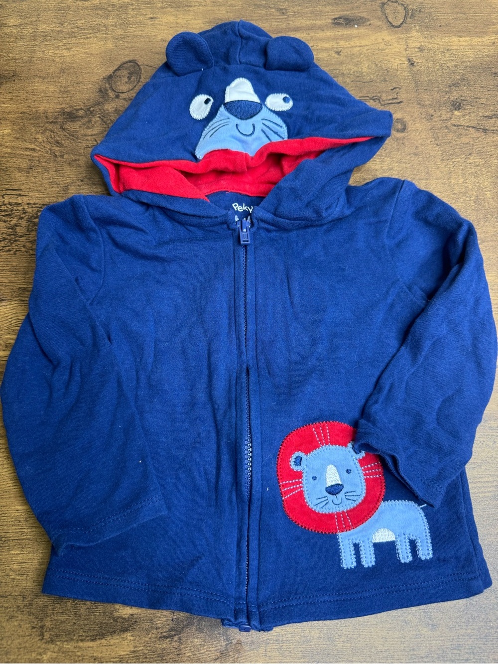 ⭐️5 for $20⭐️ Pekkle Navy Blue Lion Hooded Zip-Up for Kids 12M